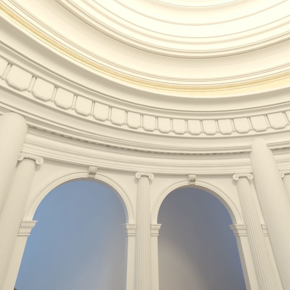 classic stairs entrance hall 3D model_3