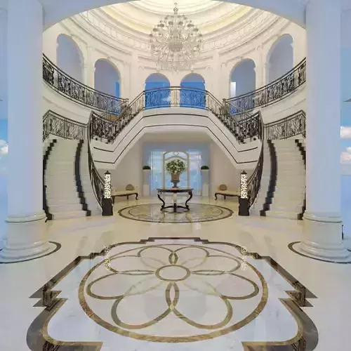 classic stairs entrance hall 3D model