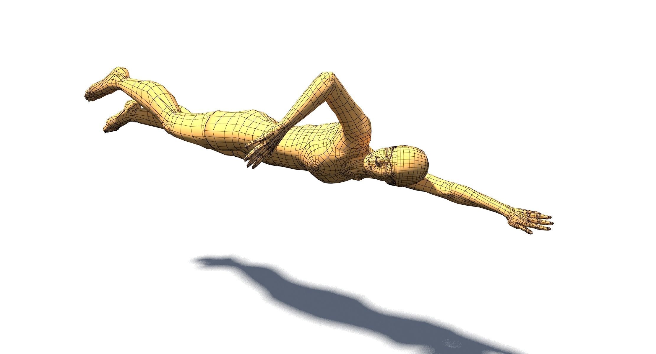 Female Swimming Classic Style Low-poly 3D model_12
