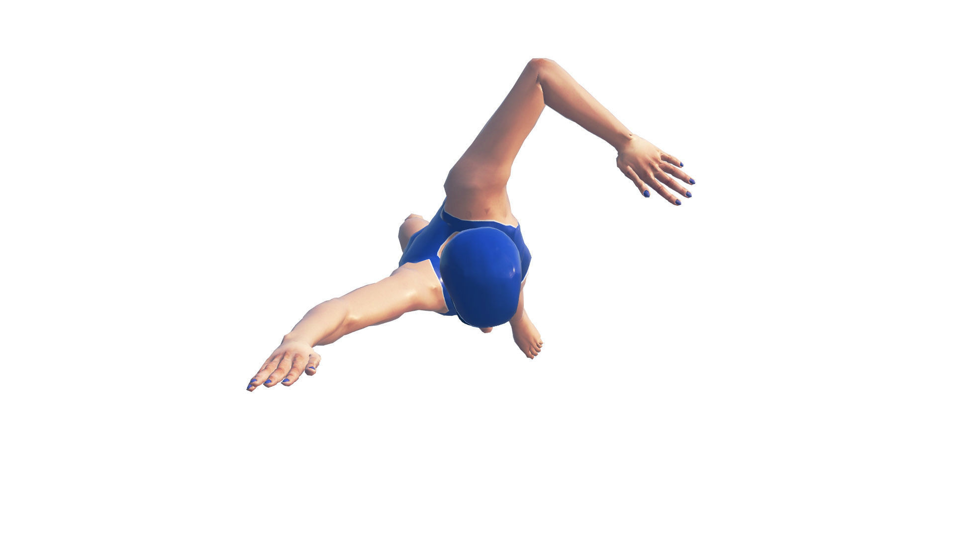 Female Swimming Classic Style Low-poly 3D model_5