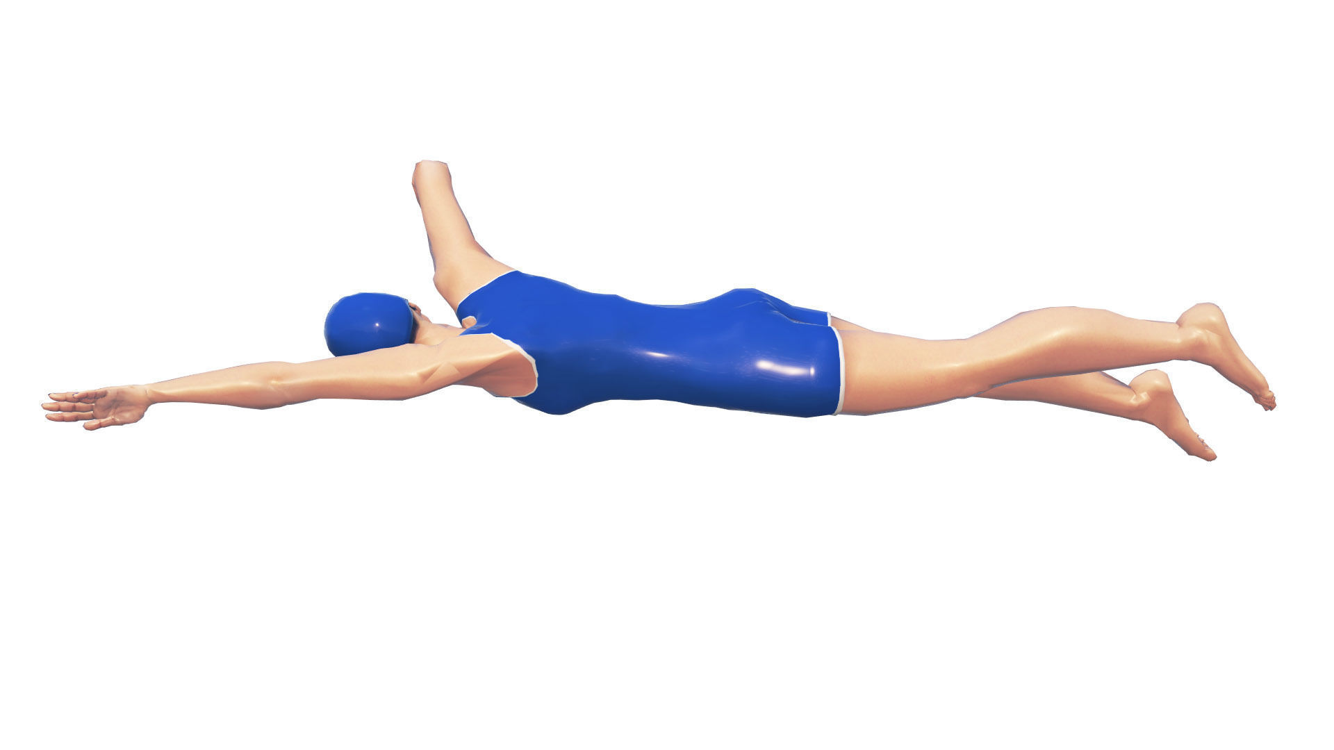 Female Swimming Classic Style Low-poly 3D model_8