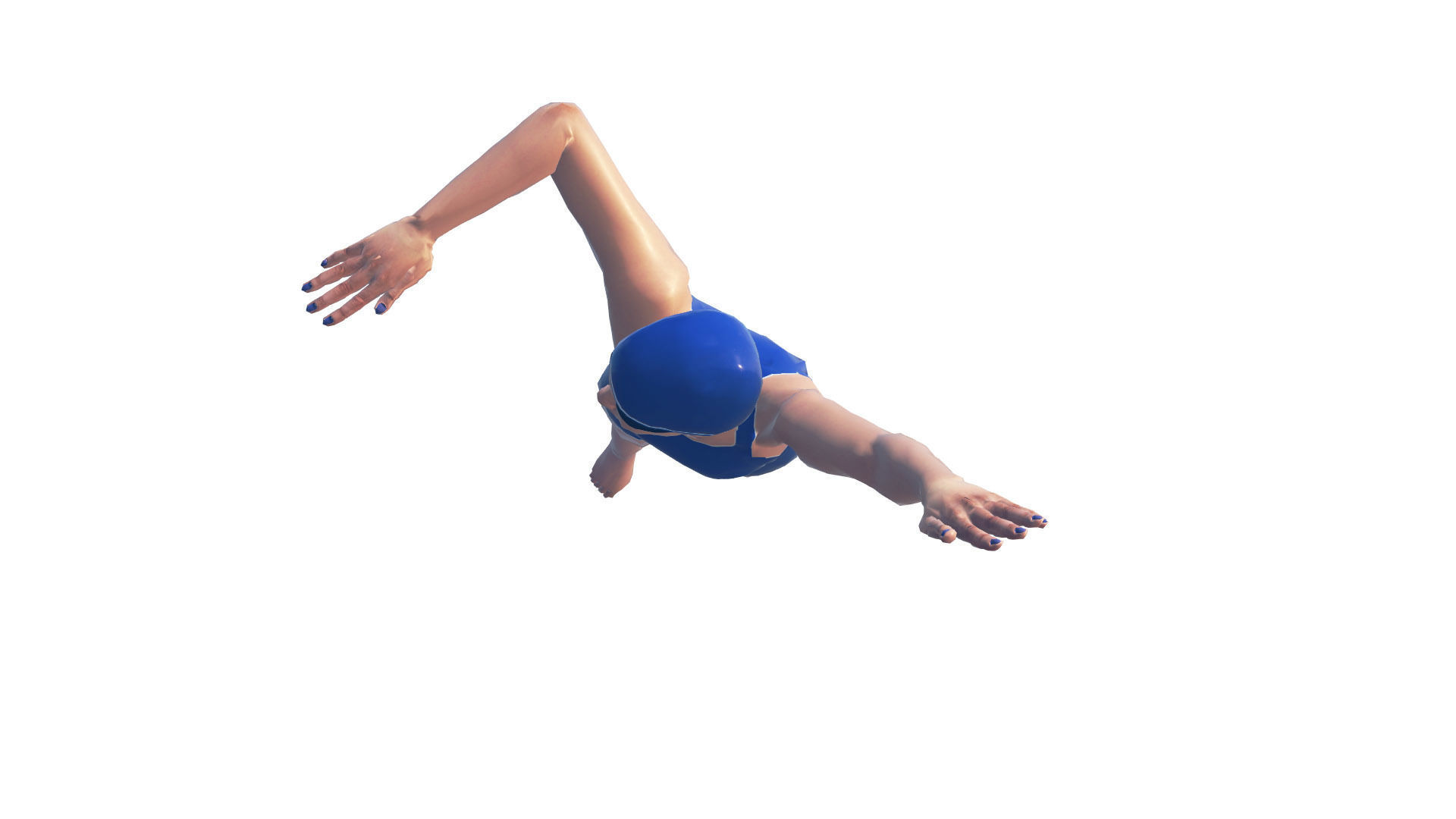 Female Swimming Classic Style Low-poly 3D model_6