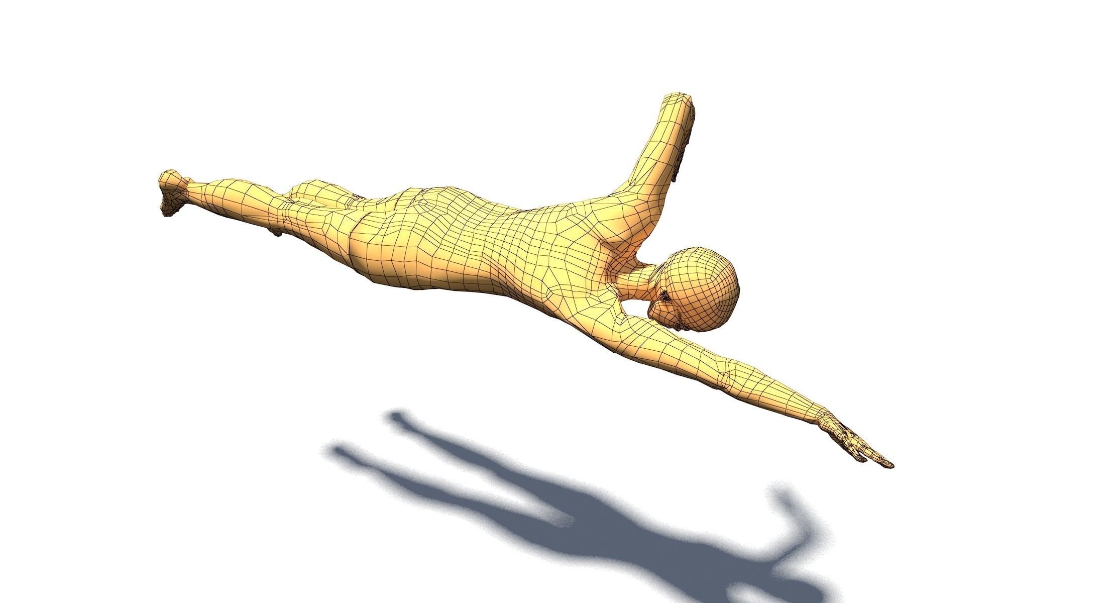 Female Swimming Classic Style Low-poly 3D model_13