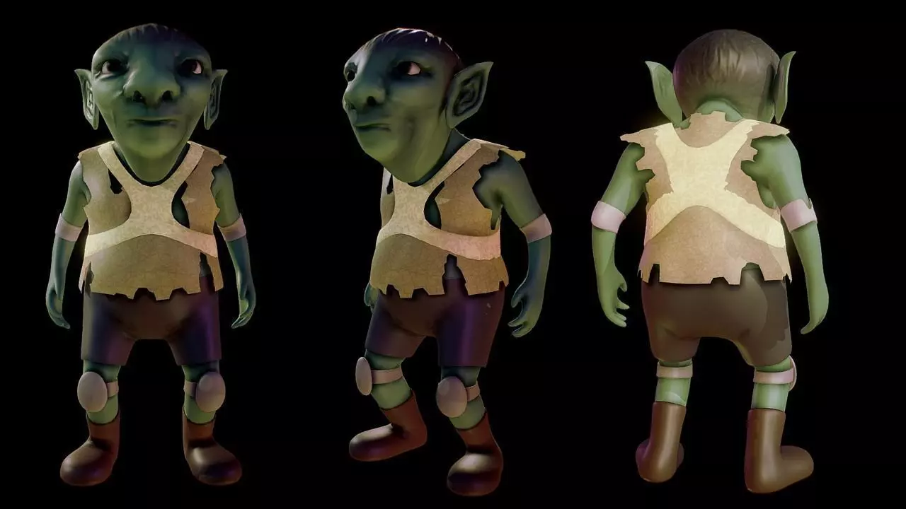 Elf character game Low-poly 3D model_0