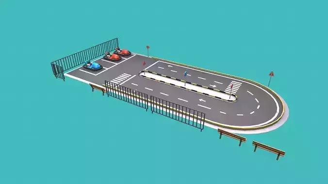 driving school amusment park Low-poly 3D model