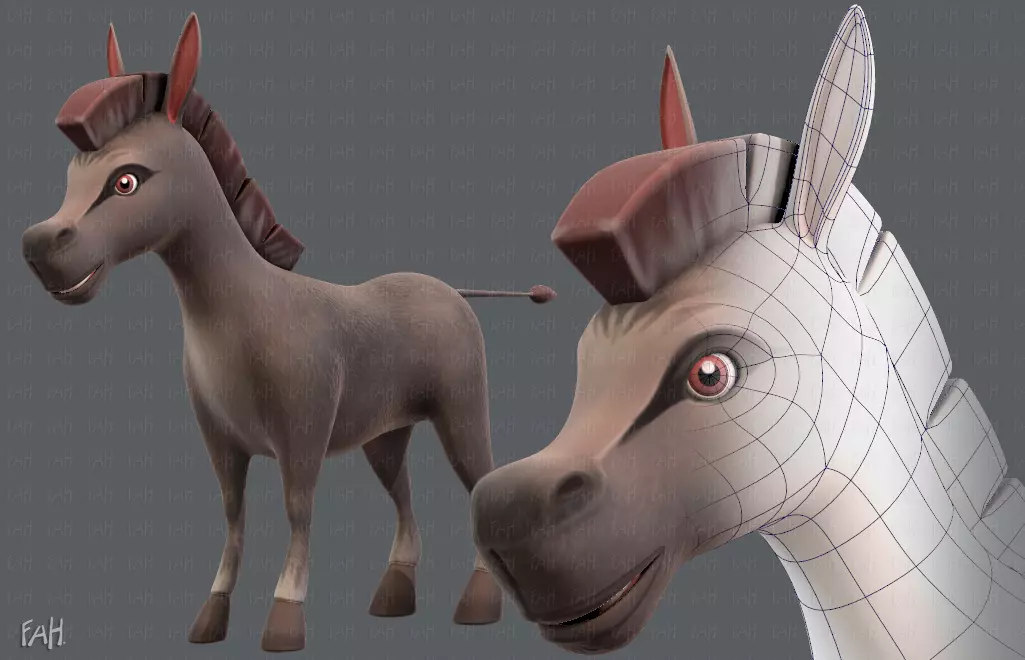 Donkey V01 Low-poly 3D model_0