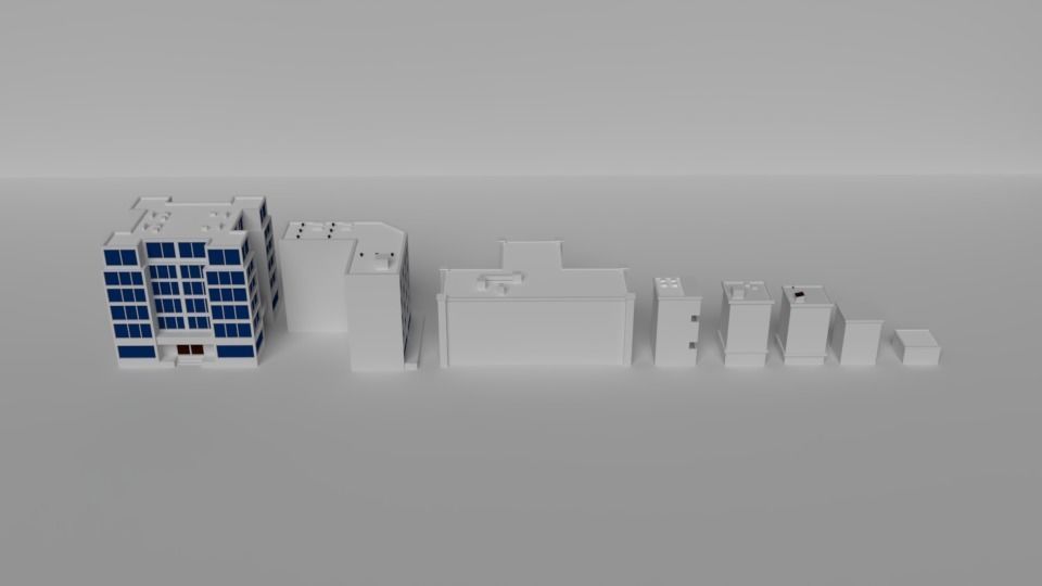 Cartoon buildings low poly building home 3D model_5