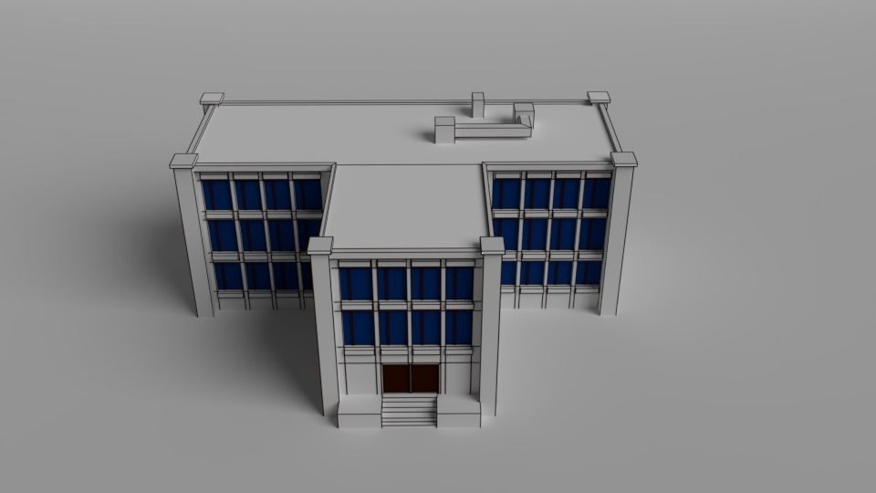 Cartoon buildings low poly building home 3D model_13