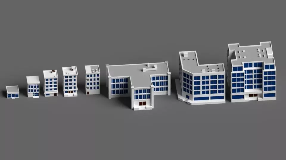 Cartoon buildings low poly building home 3D model_0