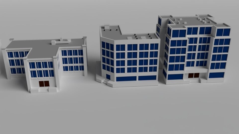 Cartoon buildings low poly building home 3D model_3