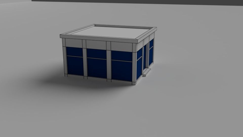 Cartoon buildings low poly building home 3D model_15