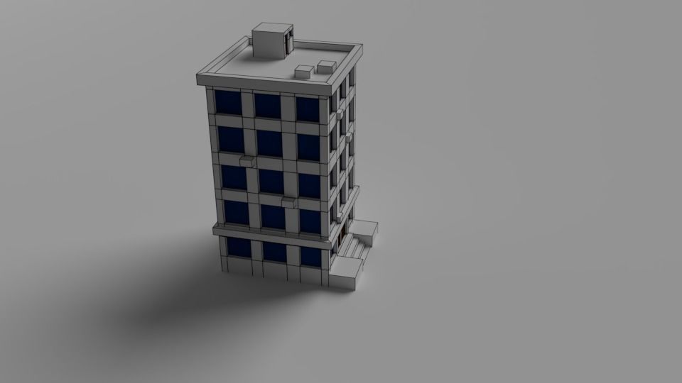 Cartoon buildings low poly building home 3D model_7