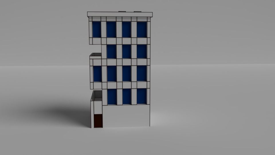 Cartoon buildings low poly building home 3D model_9