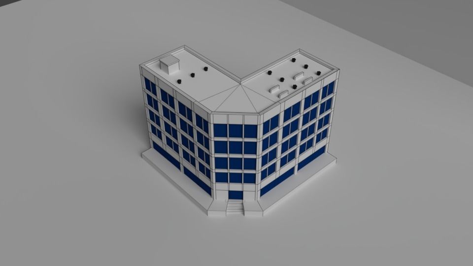 Cartoon buildings low poly building home 3D model_16