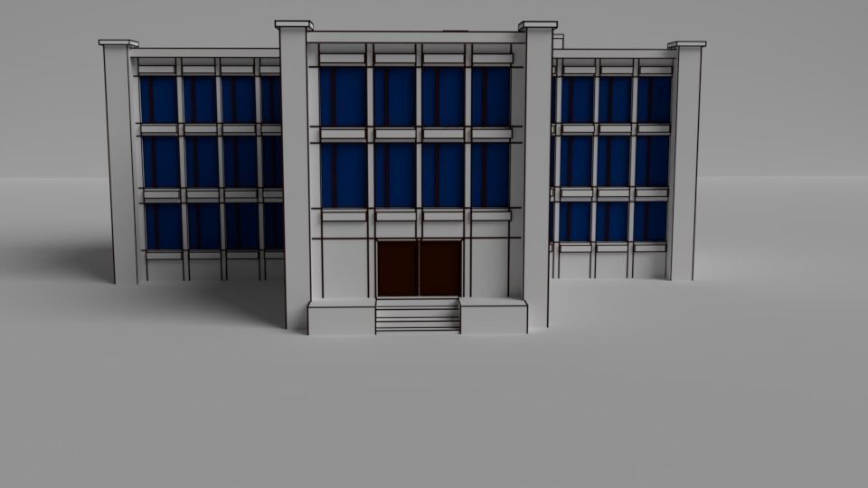 Cartoon buildings low poly building home 3D model_19