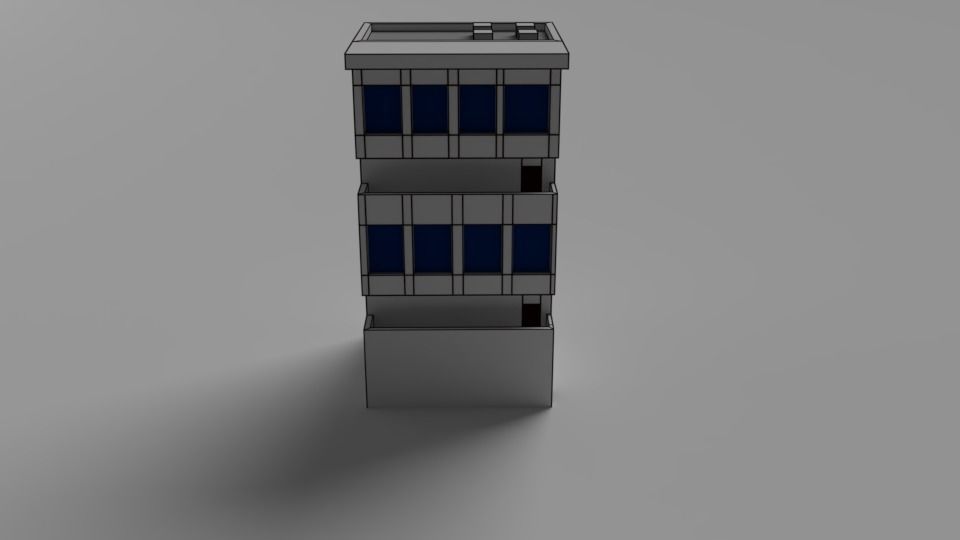 Cartoon buildings low poly building home 3D model_10