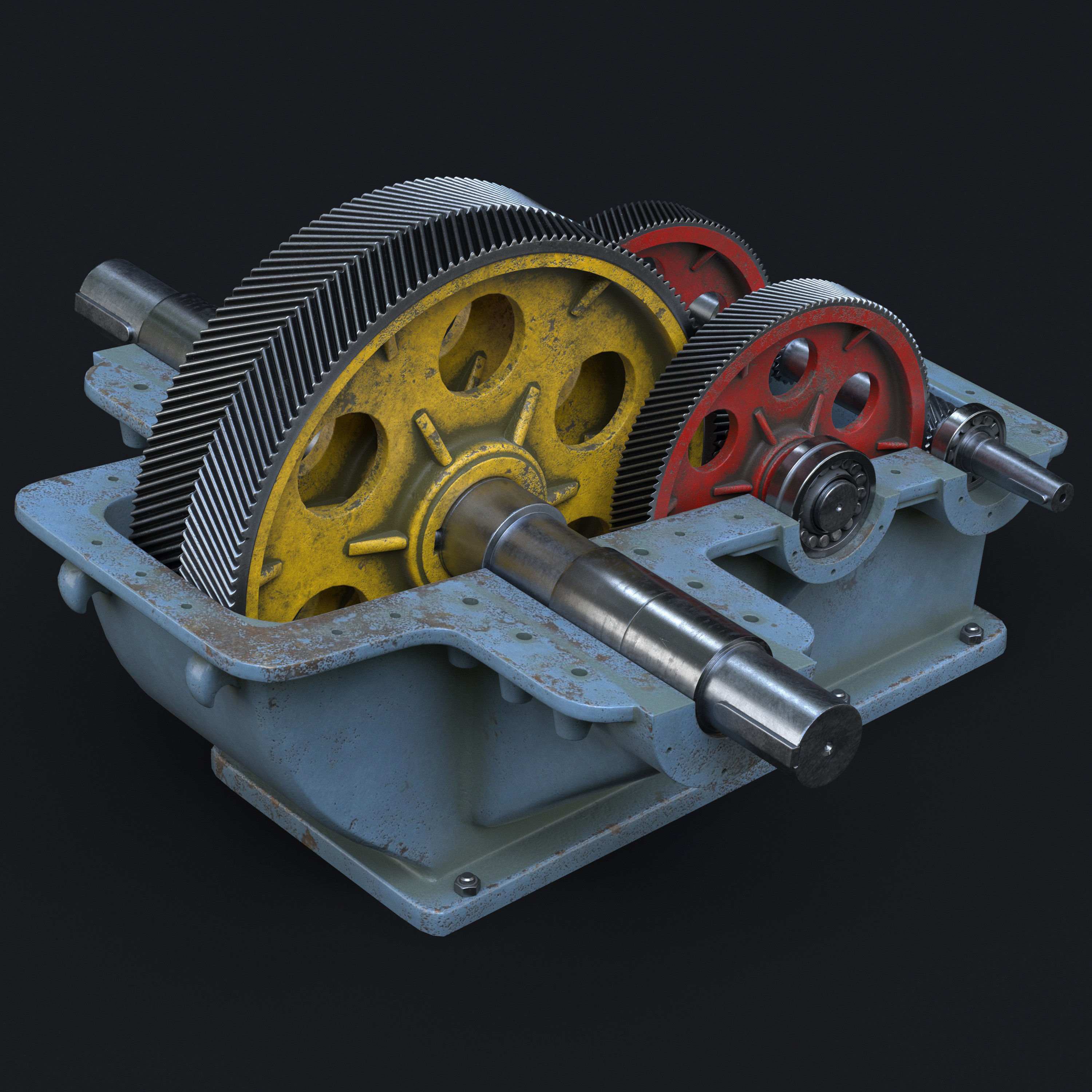 Reducer industrial gearbox Low-poly 3D model_3