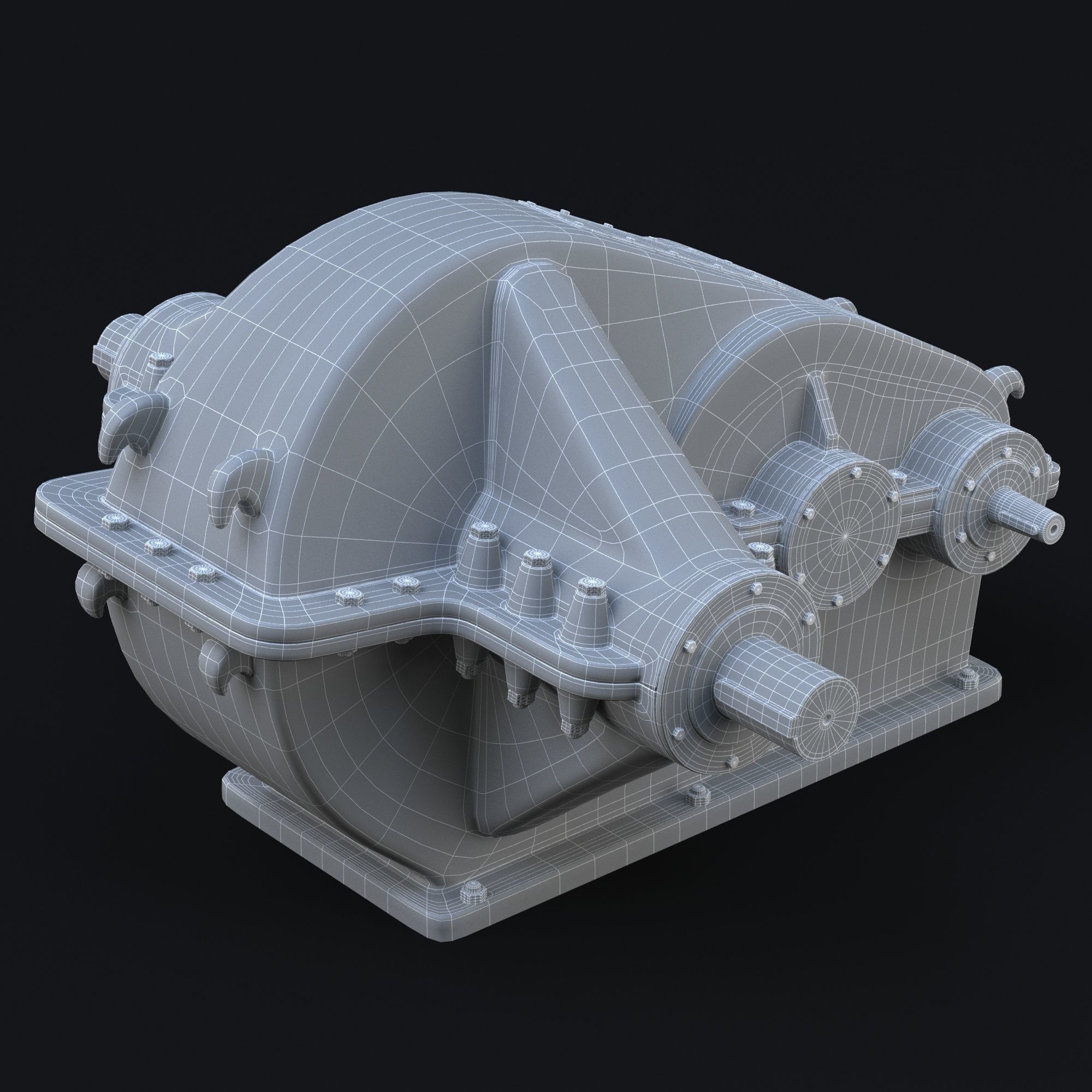 Reducer industrial gearbox Low-poly 3D model_6