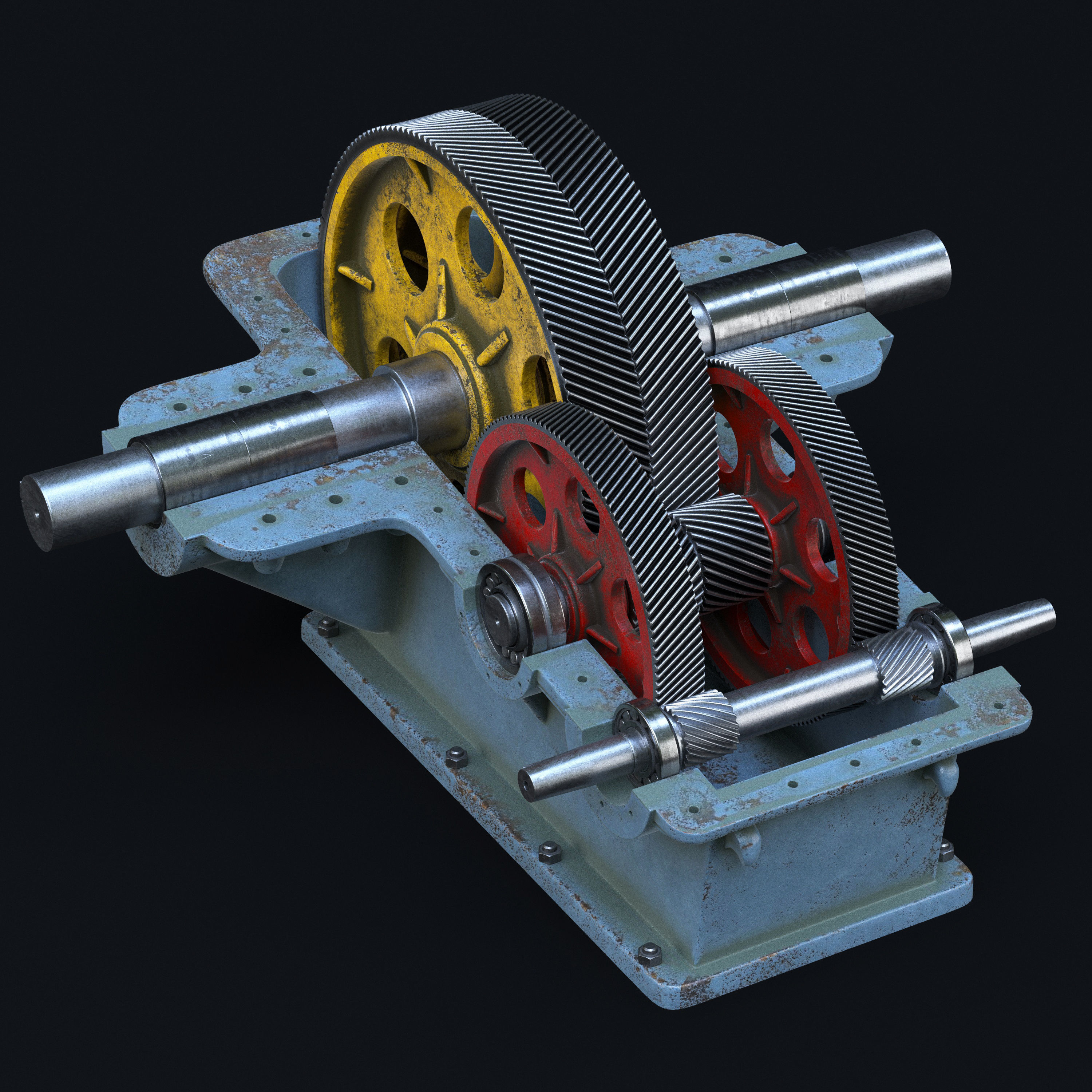 Reducer industrial gearbox Low-poly 3D model_4