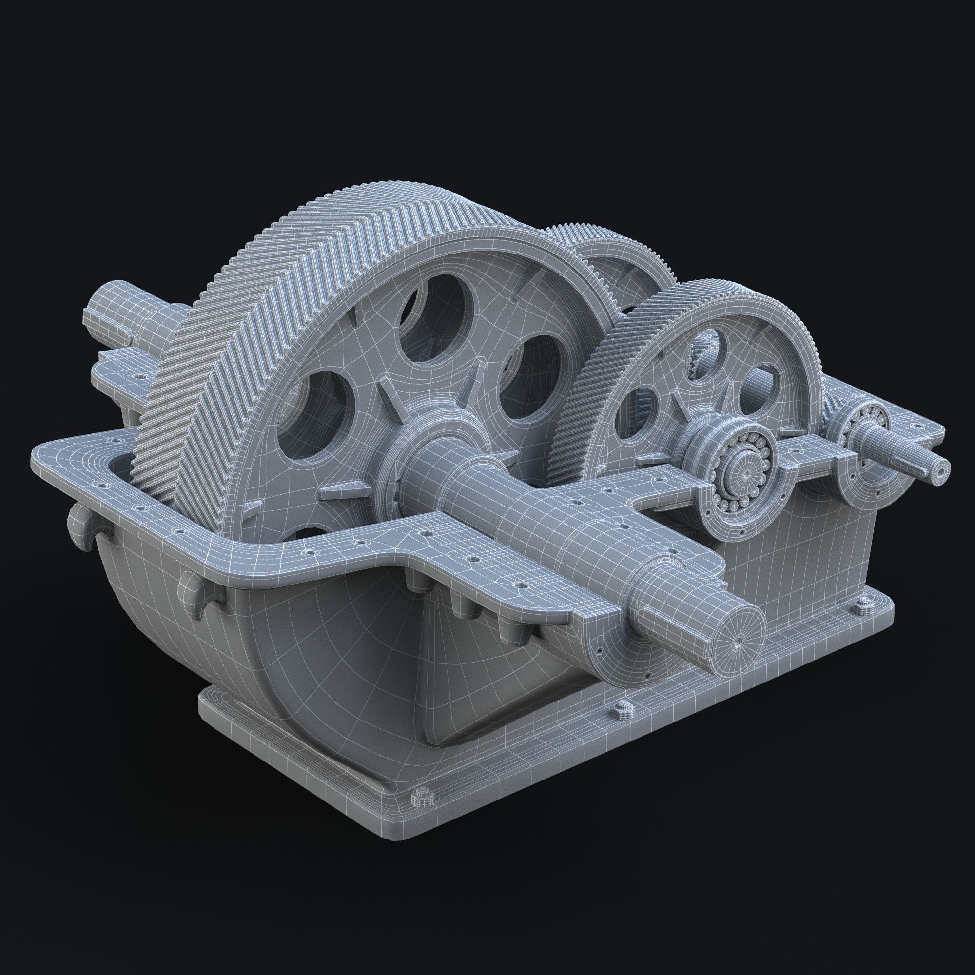 Reducer industrial gearbox Low-poly 3D model_7