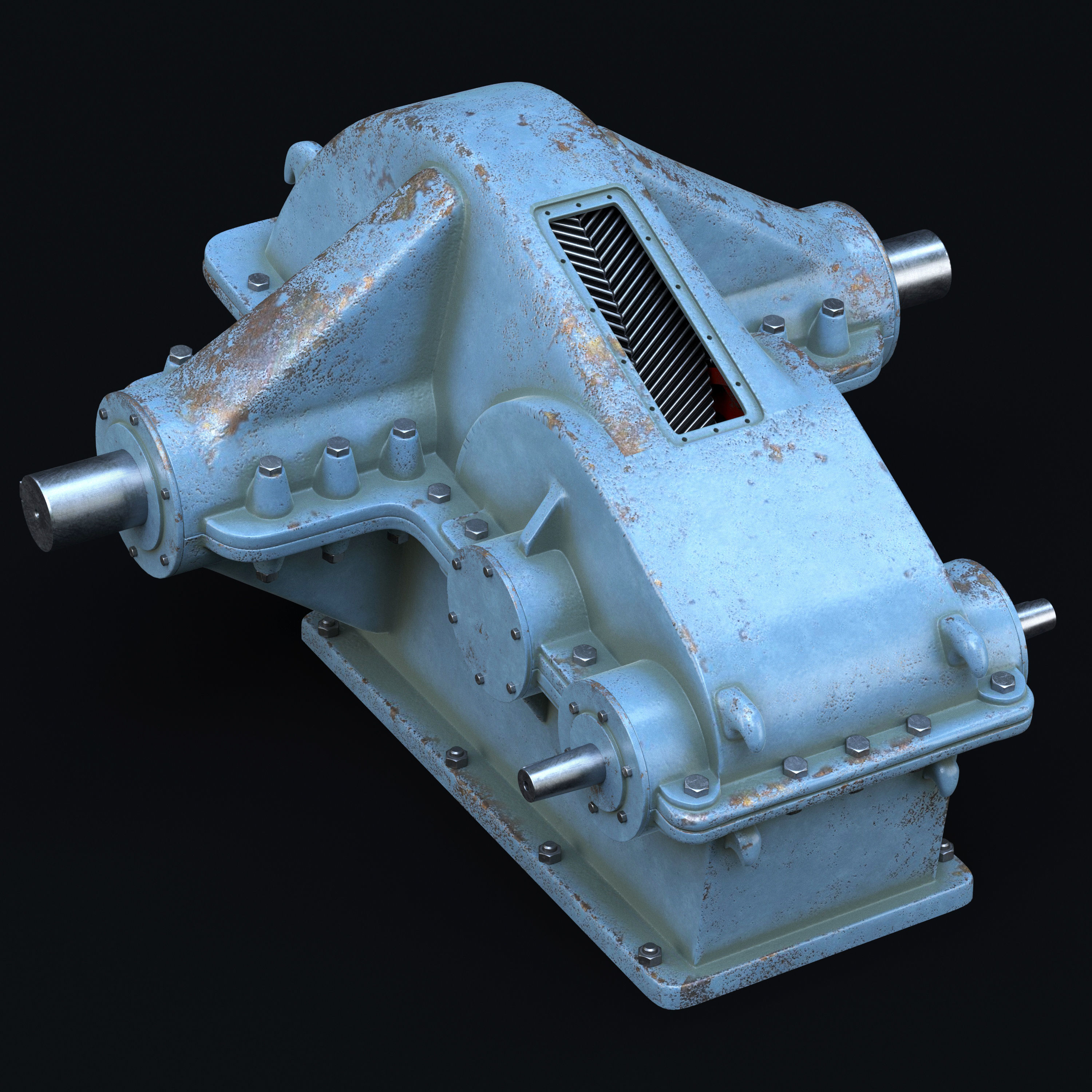 Reducer industrial gearbox Low-poly 3D model_2