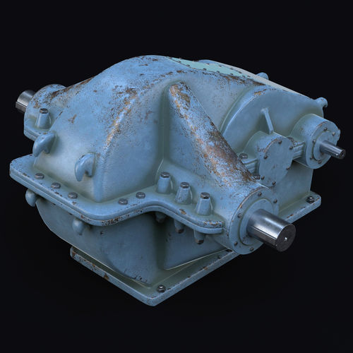 Reducer industrial gearbox Low-poly 3D model