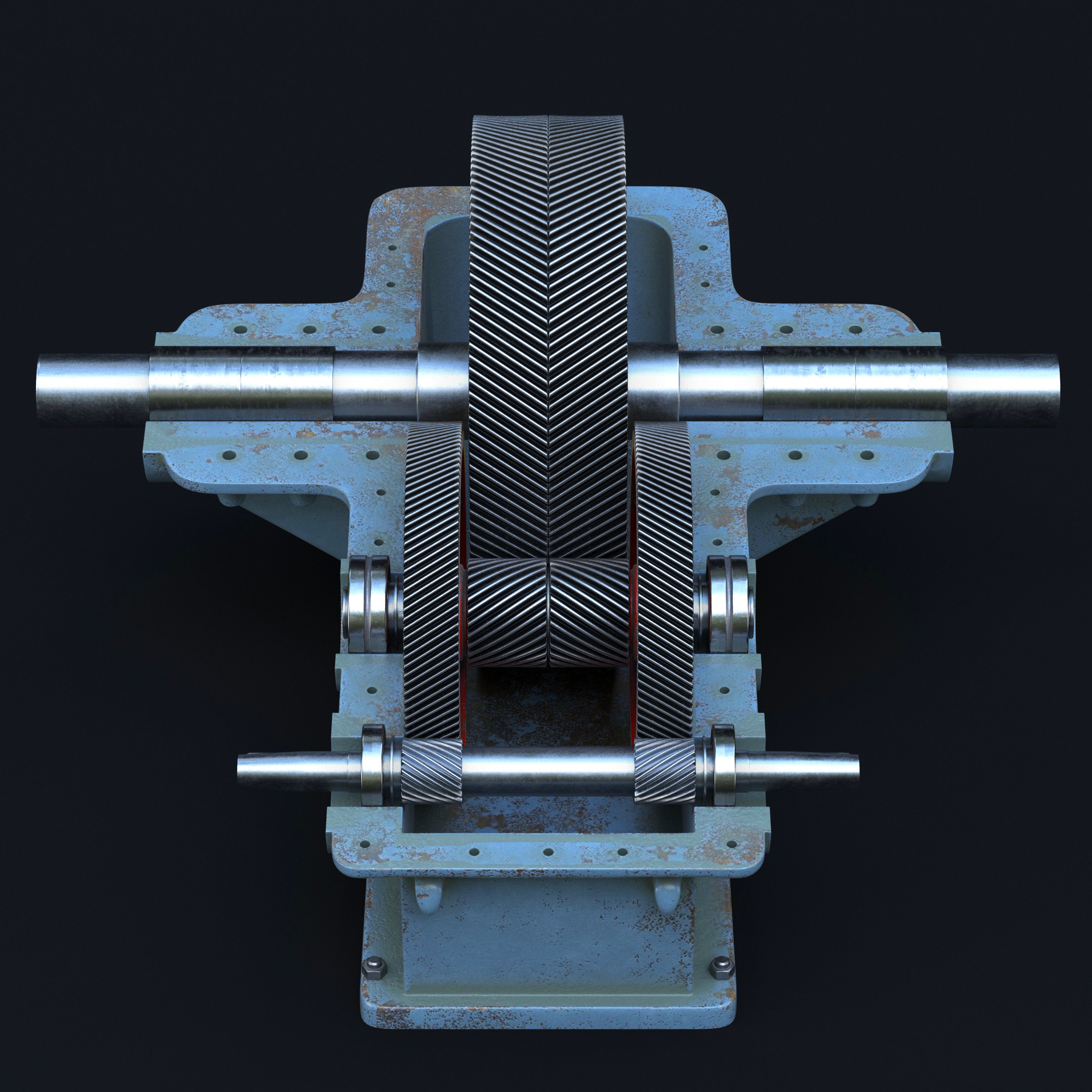 Reducer industrial gearbox Low-poly 3D model_5