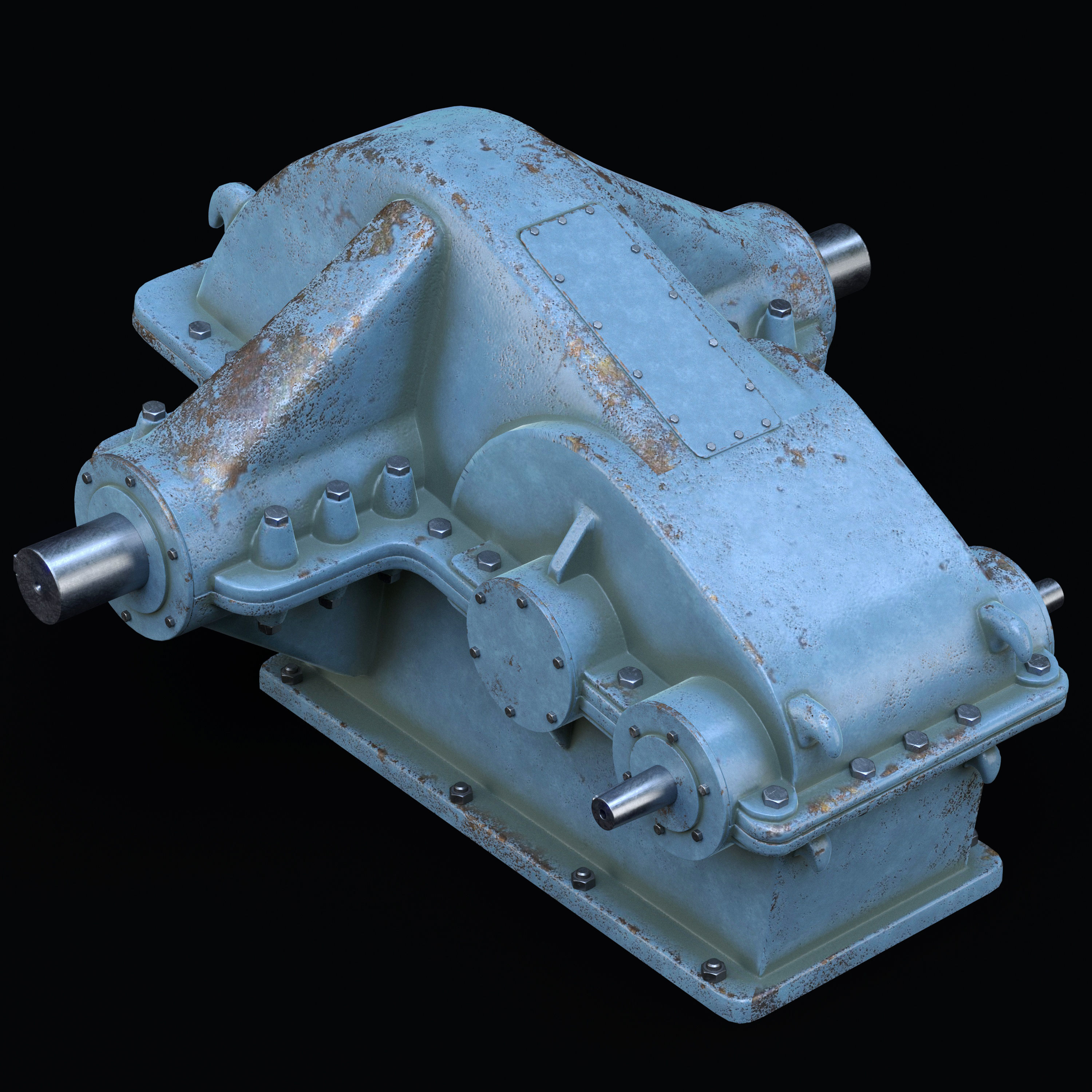 Reducer industrial gearbox Low-poly 3D model_1