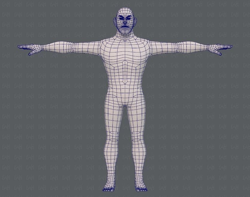 Base mesh man character V12 Low-poly 3D model_9