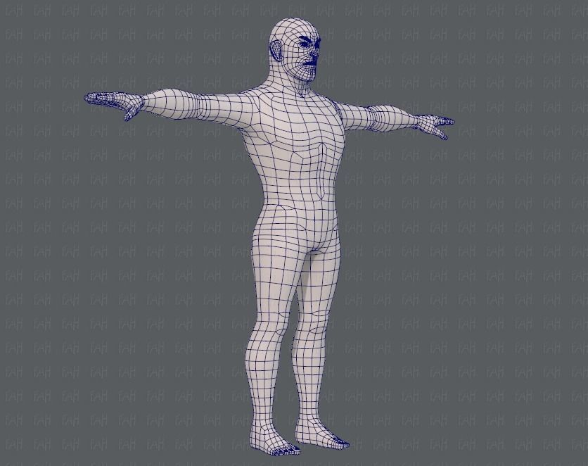 Base mesh man character V12 Low-poly 3D model_10
