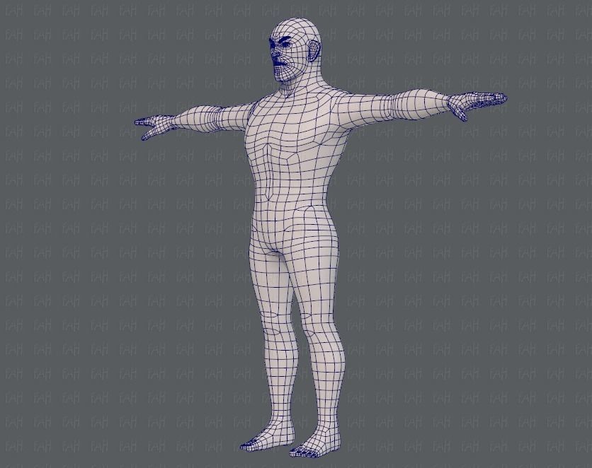 Base mesh man character V12 Low-poly 3D model_16