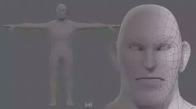 Base mesh man character V12 Low-poly 3D model
