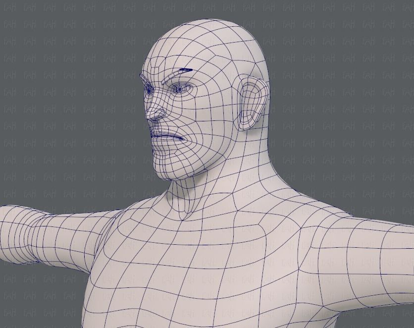 Base mesh man character V12 Low-poly 3D model_32