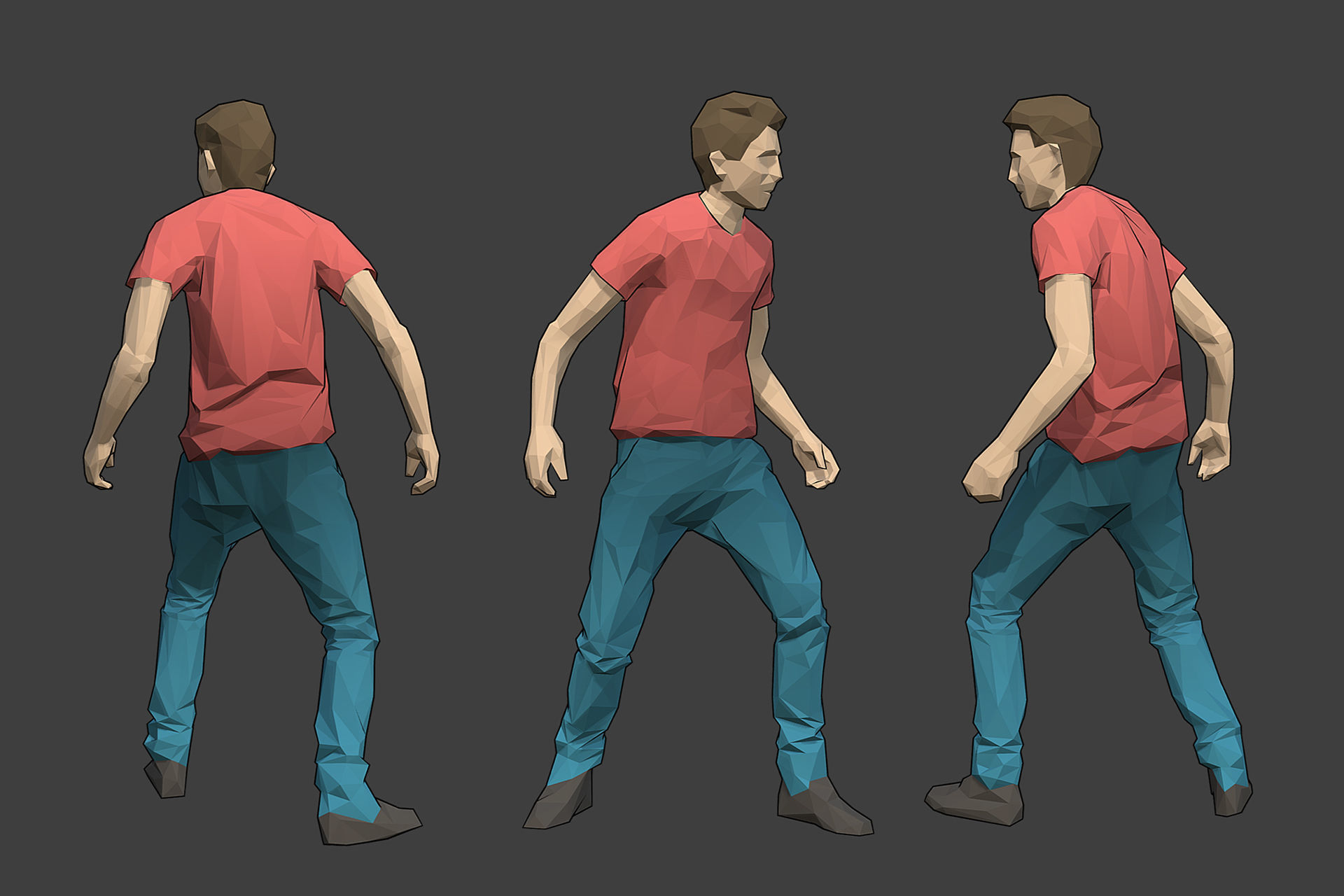Rigged Lowpoly Male Character - Tim Low-poly 3D model_1