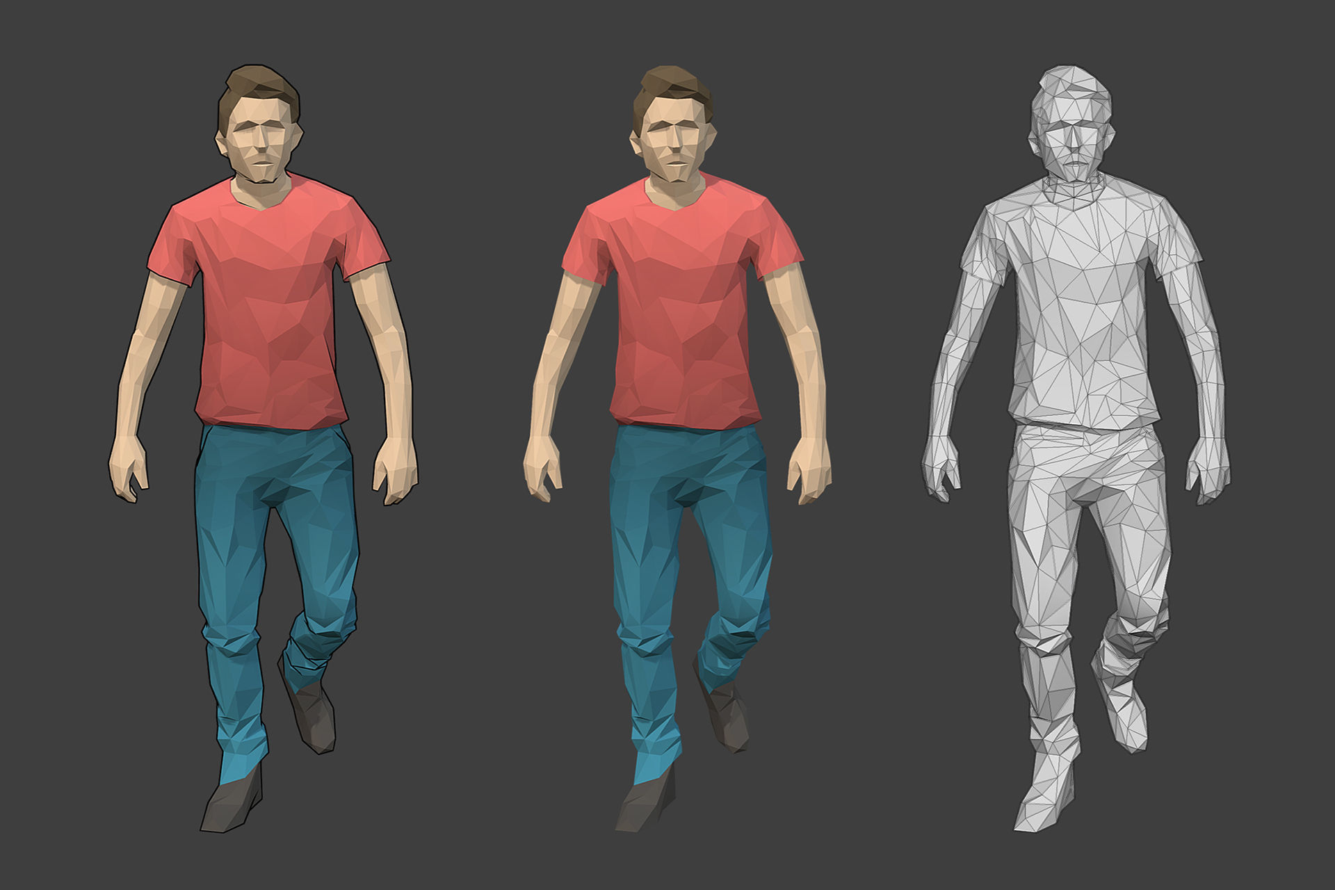 Rigged Lowpoly Male Character - Tim Low-poly 3D model_2
