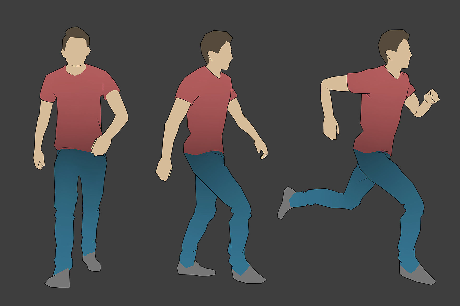 Rigged Lowpoly Male Character - Tim Low-poly 3D model_4