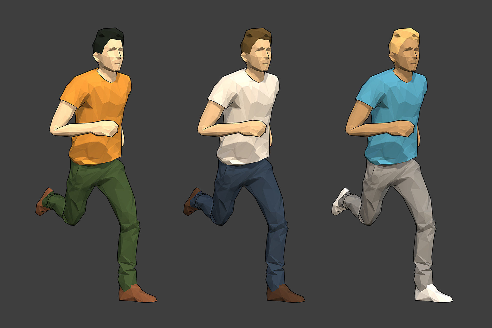 Rigged Lowpoly Male Character - Tim Low-poly 3D model_5
