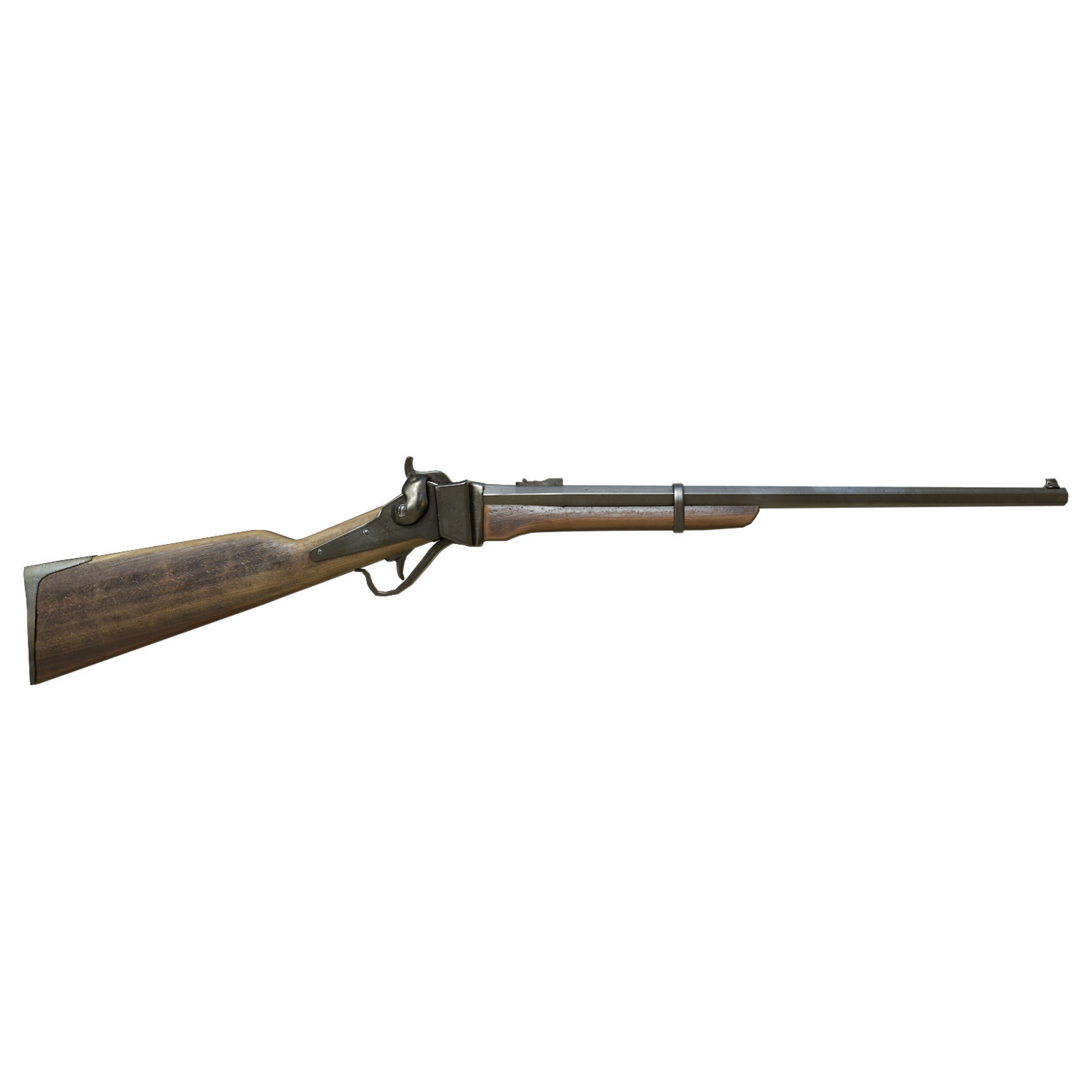 Carbine Sharps 1853 Low-poly 3D model_1