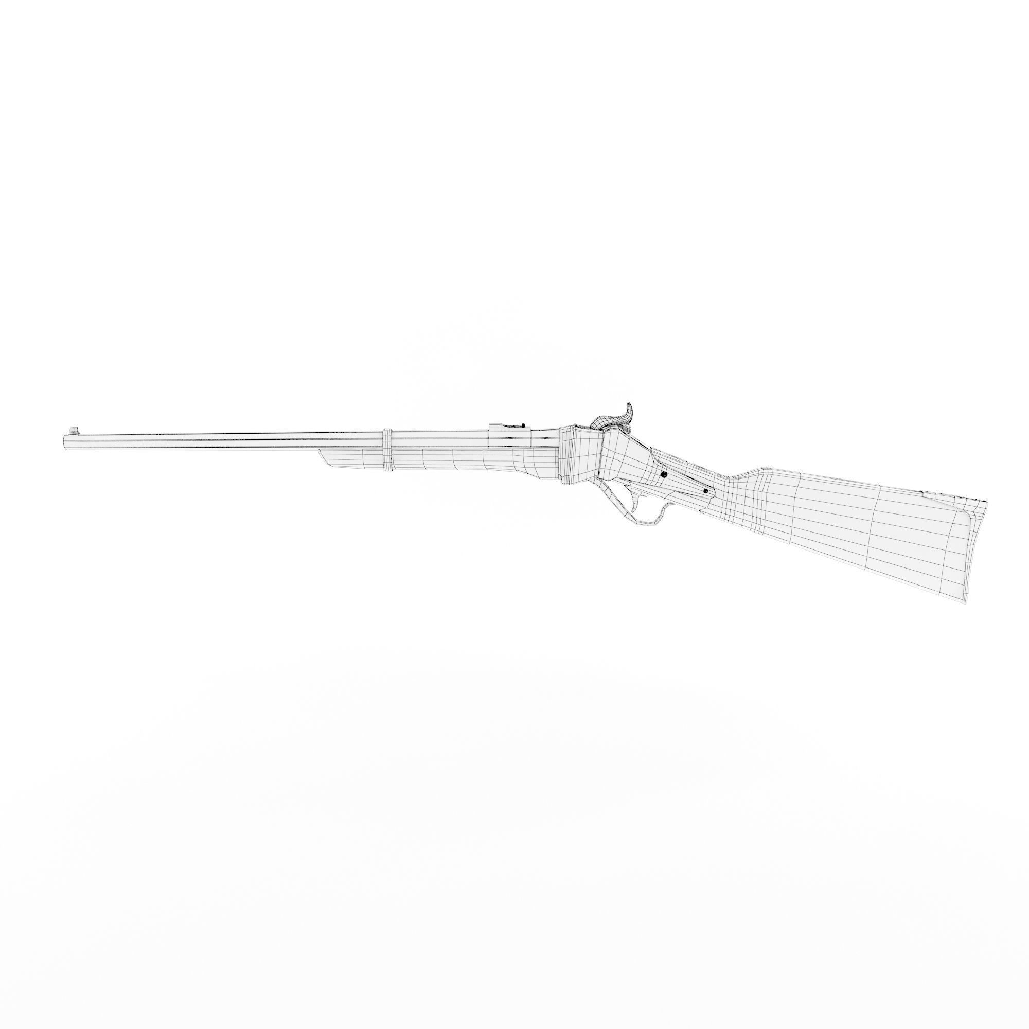 Carbine Sharps 1853 Low-poly 3D model_7