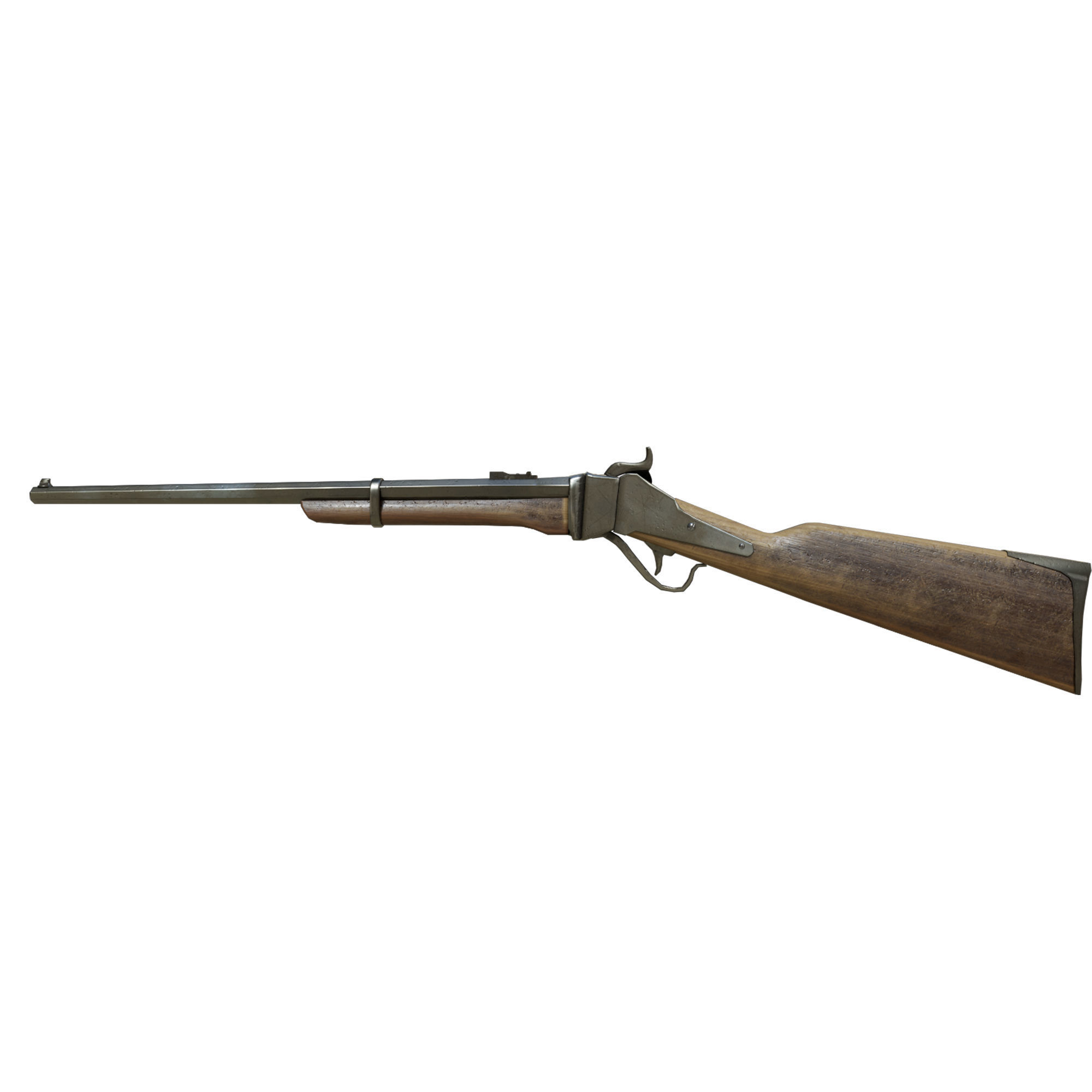 Carbine Sharps 1853 Low-poly 3D model_2