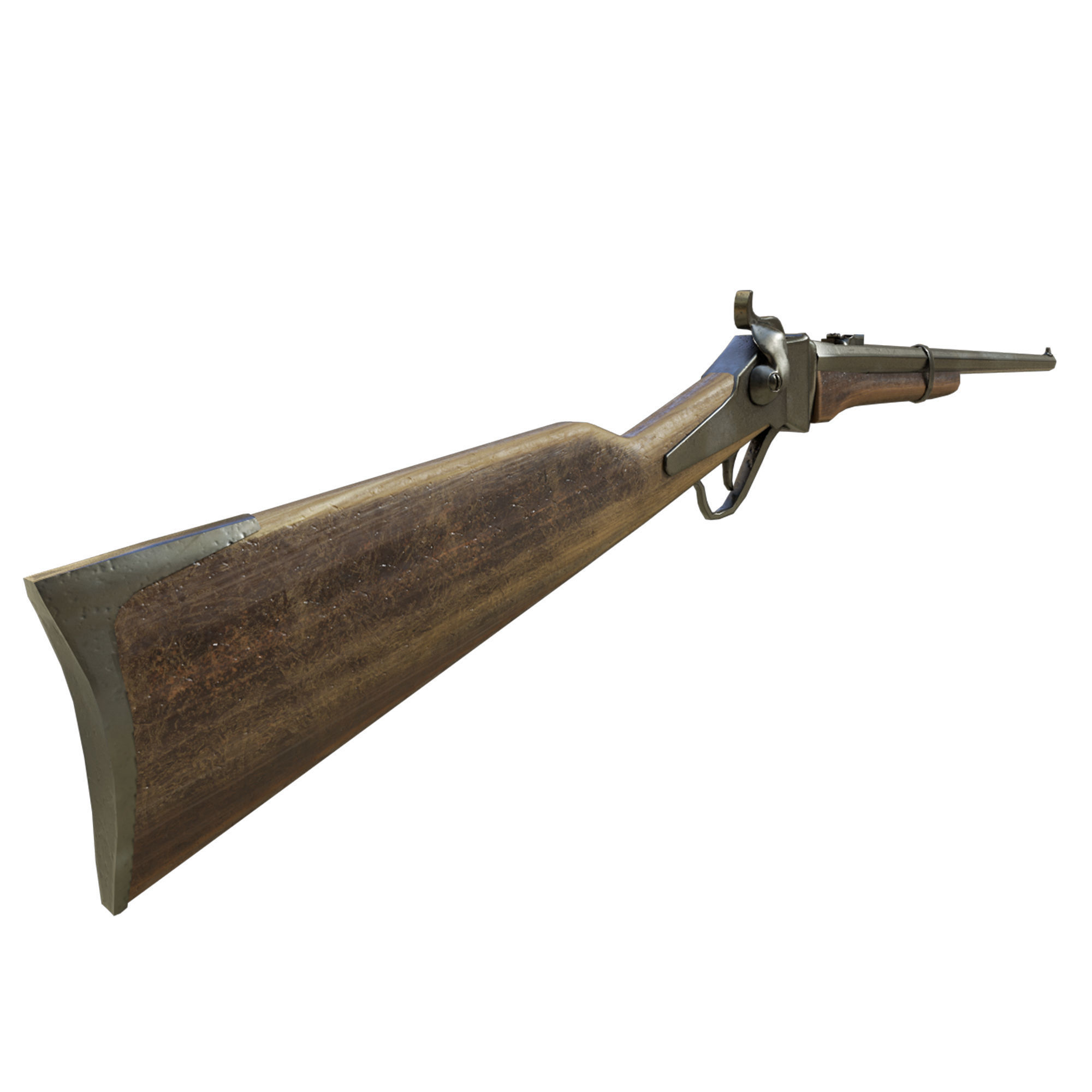 Carbine Sharps 1853 Low-poly 3D model_5