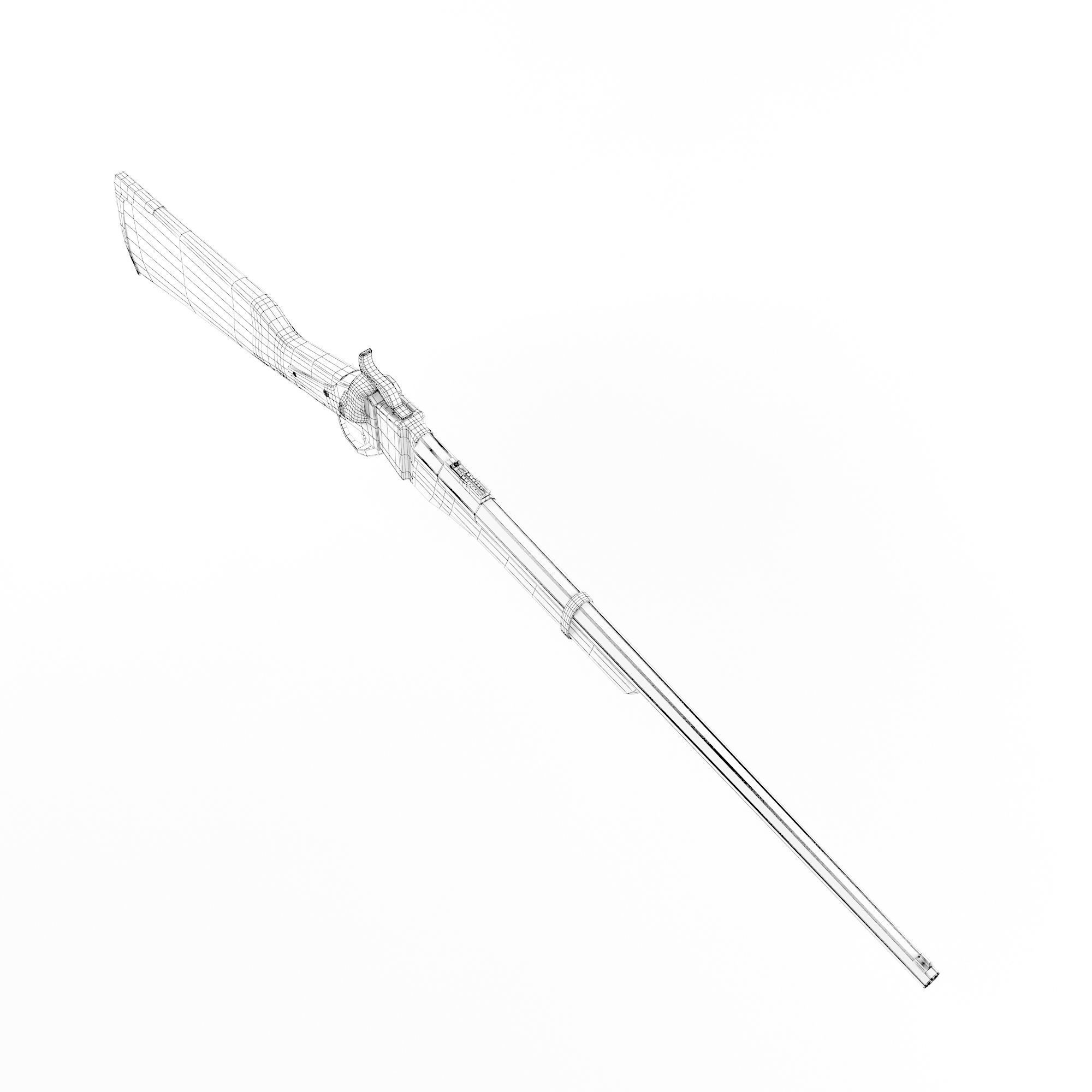 Carbine Sharps 1853 Low-poly 3D model_8