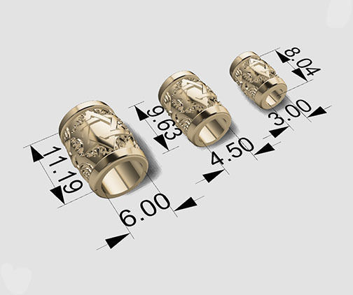CHARMS three gold cylinders 3D print model_3