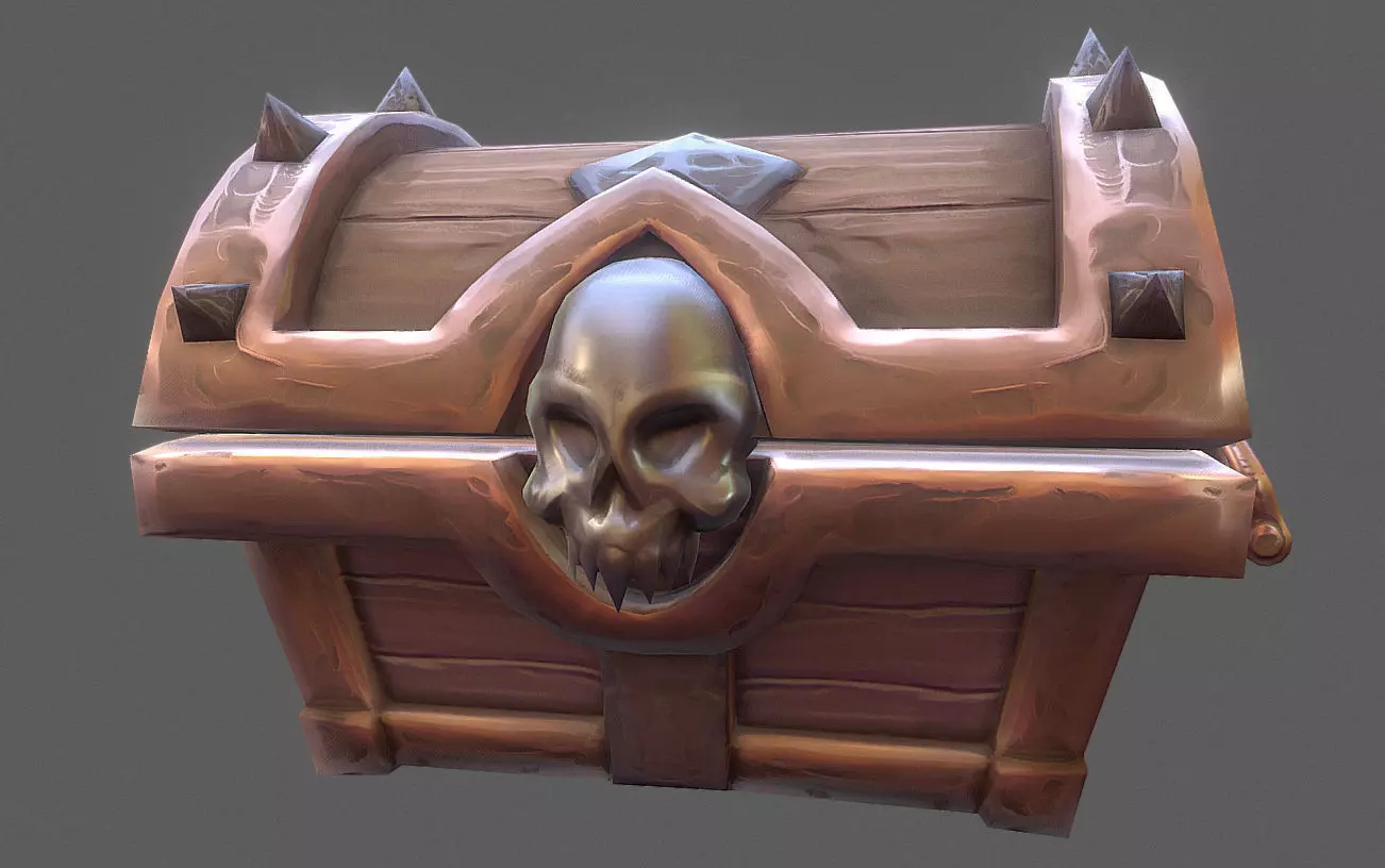 Chest Pirate Skull Low-poly 3D model_0