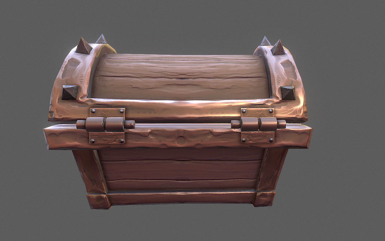 Chest Pirate Skull Low-poly 3D model_2
