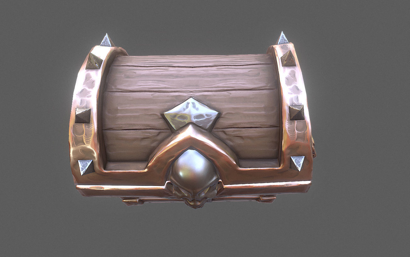 Chest Pirate Skull Low-poly 3D model_3