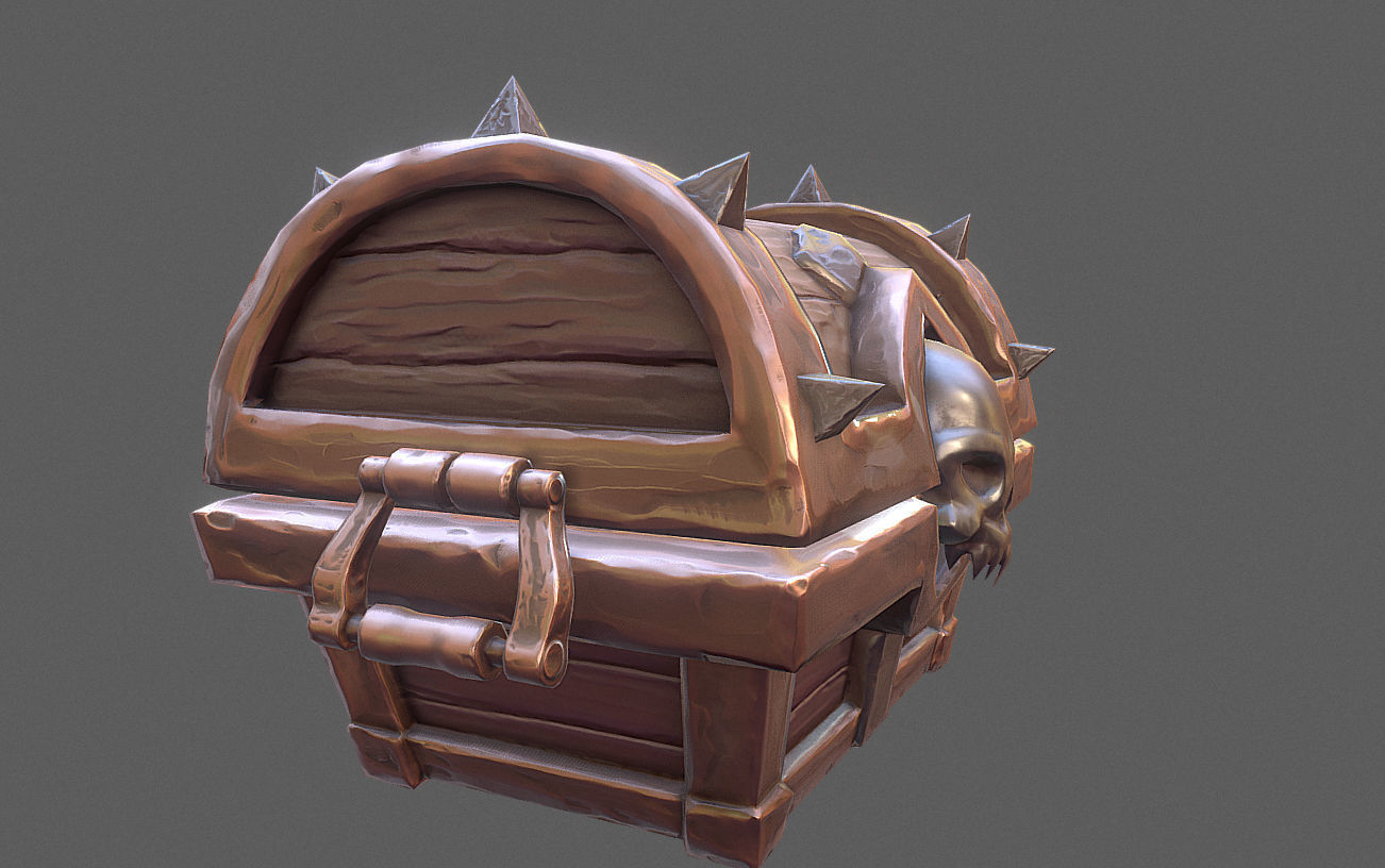 Chest Pirate Skull Low-poly 3D model_1
