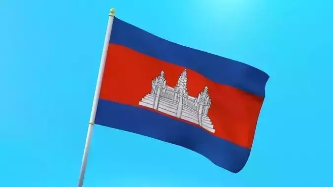 Cambodian flag animated low poly 3D model