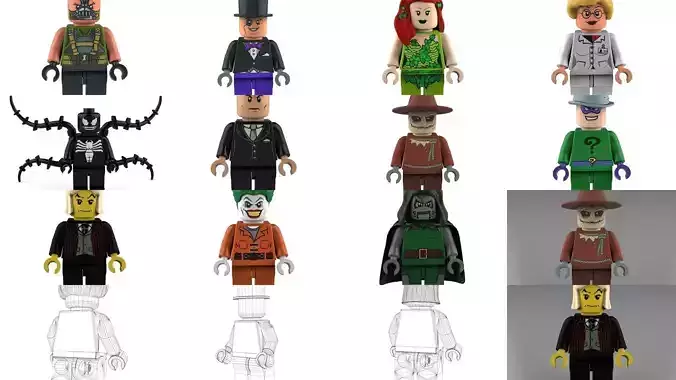 Brick Minifigures - Villains 3D Model Collection