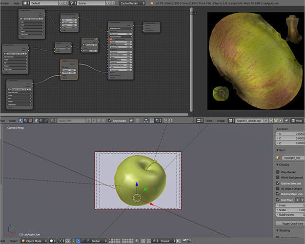 Coxs Orange Pippin apple low-poly 3D model Low-poly 3D model_9